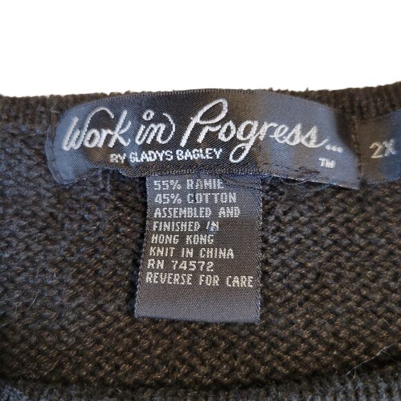 2X Holiday Sweater Teddy Bear Panda Embroidered Christmas Work in Progress 1980 - Picture 13 of 16